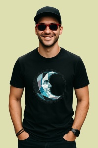 Tricou Luna Cu Fata Portret Poligonal, Copii | Dama | Barbat, culoare negru - Img 2