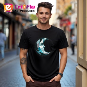 Tricou Luna Cu Fata Portret Poligonal, Copii | Dama | Barbat, culoare negru - Img 5
