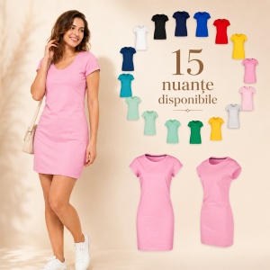 Tricou lung damă tip rochie Freedom 178, bumbac, croială lejeră, 180 g/m², XS–2XL, 15 culori