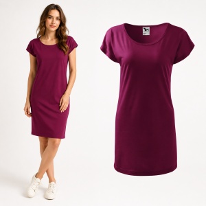Tricou Lung Tip Rochie Damă Malfini Love 123, Roz, 95% Vâscoză, Croială Lejeră, Guler Tip Barcă, XS–2XL - Img 14