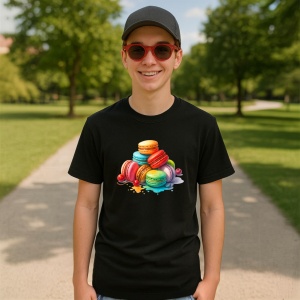 Tricou Macaron Negru, Copii | Dama | Barbat - Img 8