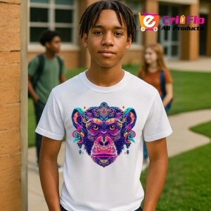 Tricou Maimuta decorata artistic in stil oriental Copii | Dama | Barbat