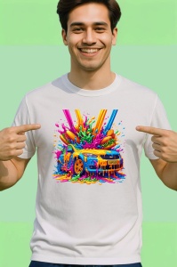 Tricou Masina sport acoperita cu vopsea graffiti Copii | Dama | Barbat - Img 2