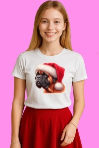 Tricou Mastiff Craciun Cu Lumina Calda, din bumbac 100%, tricou alb, Copii | Dama | Barbat - Img 3