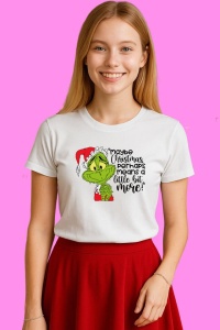 Tricou Maybe Christmas Perhaps Grinchmas For Cricut, din bumbac 100%, tricou alb, Copii | Dama | Barbat - Img 3