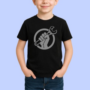 Tricou Mecanic Auto Mana Cu Cheie Fixa Schita, din bumbac 100%, tricou negru Copii | Dama | Barbat - Img 2