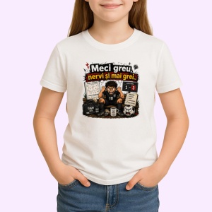 Tricou Meci Greu Nervi Si Mai Grei Suporter Amuzant, din bumbac 100% , tricou alb pentru Copii | Dama | Barbat
