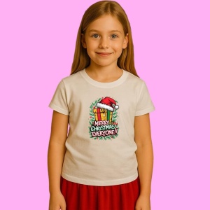 Tricou Merry Christmas Everyone Cadouri, din bumbac 100%, tricou alb, Copii | Dama | Barbat - Img 2
