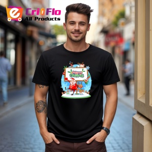 Tricou Merry Christmas Mos Decor, din bumbac 100%, tricou negru, Dama | Barbat - Img 3