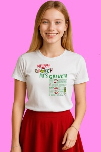 Tricou Merry Grinchmas Funny Christmas Grinch Digital, din bumbac 100%, tricou alb, Copii | Dama | Barbat - Img 3