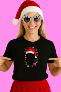Tricou Mesaj Haois Mos Craciun Tricou Alb, din bumbac 100% Copii | Dama | Barbat - Img 3