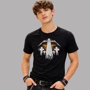 Tricou Metallica Master Of Puppets Cruci, din bumbac 100%, tricou negru, Dama | Barbat - Img 2