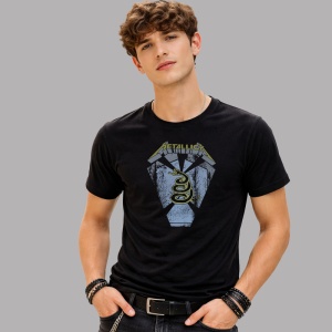 Tricou Metallica Sarpe Logo, din bumbac 100%, tricou negru, Dama | Barbat - Img 2