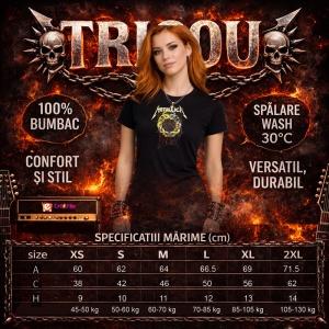 Tricou Metallica Sarpe Si Panza, din bumbac 100%, tricou negru, Dama | Barbat - Img 5