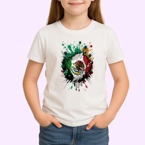 Tricou Mexico Steag Splash Art, Copii | Dama | Barbat - Img 2