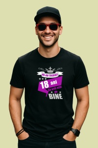 Tricou Mi Au Trebuit 18 Ani Bine Mov, din bumbac 100%, tricou negru, Dama | Barbat