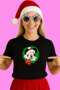 Tricou Mickey Cu Coronita Si Fular Rosu, din bumbac 100% Copii | Dama | Barbat - Img 2
