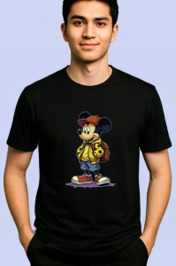 Tricou Mickey streetwear cu hanorac si rucsac rosu Copii | Dama | Barbat Barbat - Img 5