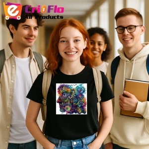 Tricou Microscop artistic cu forme si linii psihedelice Copii | Dama | Barbat, culoare negru - Img 9