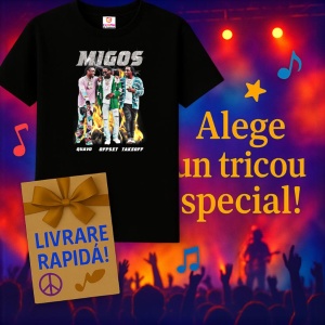 Tricou Migos - Pink & Silver Theme, muzica Hip-Hop / Trap, Dama | Barbat | Copii, Culoare Negru - Img 14