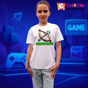 Tricou Minecraft Arc De Lemn Tricou Alb Copii | Dama | Barbat - Img 2