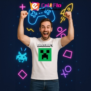 Tricou Minecraft Ceeper cu Logo Tricou Alb Copii | Dama | Barbat - Img 4