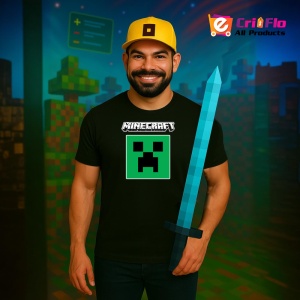 Tricou Minecraft Ceeper cu Logo Tricou Negru Copii | Dama | Barbat - Img 4