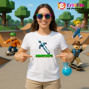 Tricou Minecraft Sabie Magica Tricou Alb Copii | Dama | Barbat - Img 3