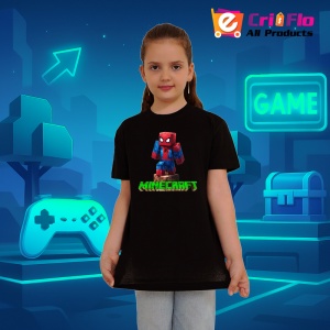 Tricou Minecraft Spiderman Pixelat Tricou Negru Copii | Dama | Barbat - Img 3