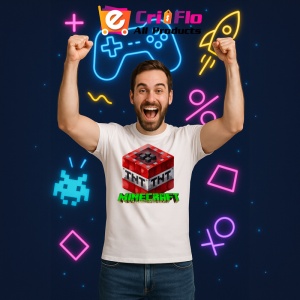 Tricou Minecraft Super T N T Tricou Alb Copii | Dama | Barbat - Img 4