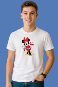 Tricou Minnie Baston Acadea Craciun, din bumbac 100%, tricou alb, Copii | Dama | Barbat - Img 2