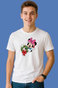 Tricou Minnie Cu Coronita Si Fundita, din bumbac 100%, tricou alb, Copii | Dama | Barbat - Img 3