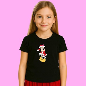 Tricou Minnie Cu Rochie Rosie Si Fular Alb, din bumbac 100% Copii | Dama | Barbat - Img 2