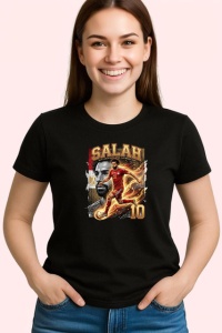 Tricou Mohamed Salah Egipt Regele Egiptean Fotbal, din bumbac 100%, tricou negru Copii | Dama | Barbat - Img 3