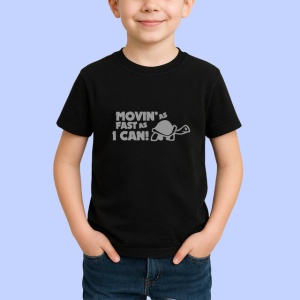 Tricou Moving As Fast As I Can Broasca Testoasa Schita, din bumbac 100%, tricou negru Copii | Dama | Barbat