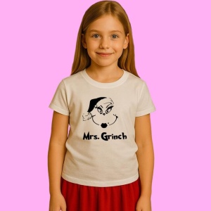 Tricou Mrs Grinch Christmas, din bumbac 100%, tricou alb, Copii | Dama | Barbat