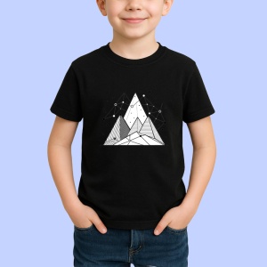Tricou Munti Alb Negru Linii Geometrice, Copii | Dama | Barbat, culoare negru - Img 2
