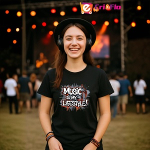 Tricou Music Is My Lifestyle Tip Graffiti, Copii | Dama | Barbat, culoare negru - Img 10