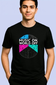 Tricou Music On World Off Harta Glob Muzical, Copii | Dama | Barbat, culoare negru - Img 2