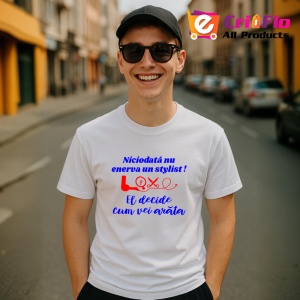 Tricou niciodata nu enerva un stylist el decide cum vei arata mesaj coafor frizer, Copii | Dama | Barbat - Img 4