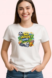 Tricou No Days Off Minge Fotbal Design Sportiv V1, din bumbac 100% , tricou alb pentru Copii | Dama | Barbat - Img 3