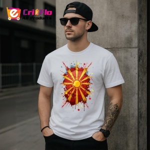 Tricou North Macedonia Steag Splash Art, Copii | Dama | Barbat - Img 5