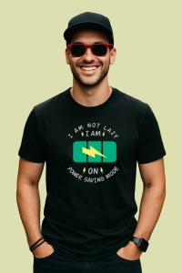 Tricou Not Lazy Power Saving, din bumbac 100%, tricou negru, Dama | Barbat