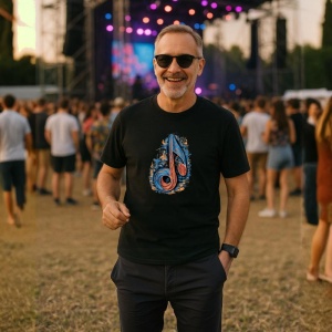 Tricou Nota Muzicala Rasucita Albastru Portocaliu, Copii | Dama | Barbat, culoare negru - Img 5