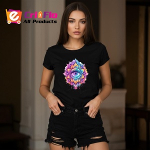 Tricou Ochi mandala aura roz violet, Copii | Dama | Barbat , tricou negru - Img 7