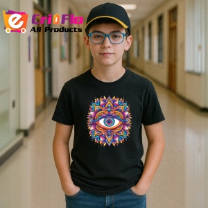 Tricou Ochi mandala inflorire aura curcubeu, Copii | Dama | Barbat , tricou negru - Img 6