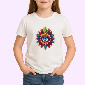 Tricou ochi mandala lotus de flacara cristalina, Copii | Dama | Barbat - Img 3