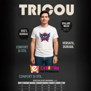 Tricou ochi mandala simetrie aripi ton intunecat, Copii | Dama | Barbat - Img 6