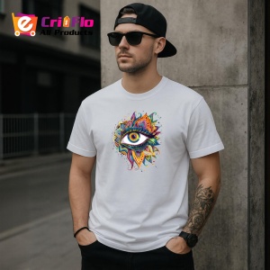 Tricou ochi mandala stralucire aurie fusionata, Copii | Dama | Barbat - Img 5