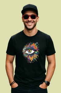 Tricou Ochi mandala stralucire aurie fusionata, Copii | Dama | Barbat , tricou negru - Img 4